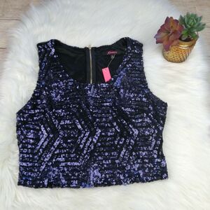 Xtaren Sequin Blue Crop Top Size L